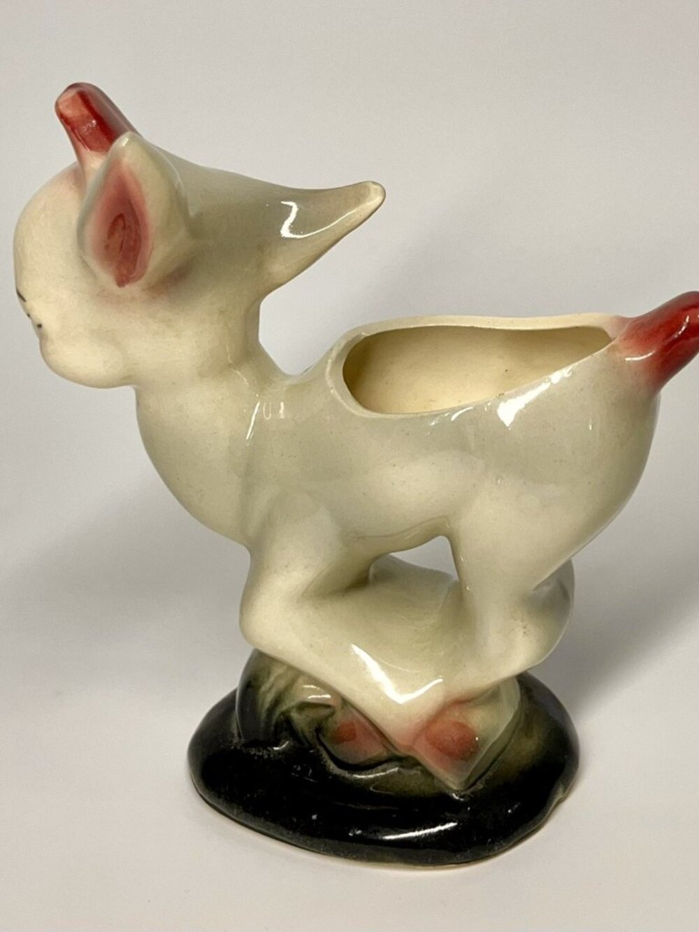 Pink Goat Deer Planter Vase 6 x 6 inches Ceramic Kitsch Vintage MCM - Picture 5 of 13